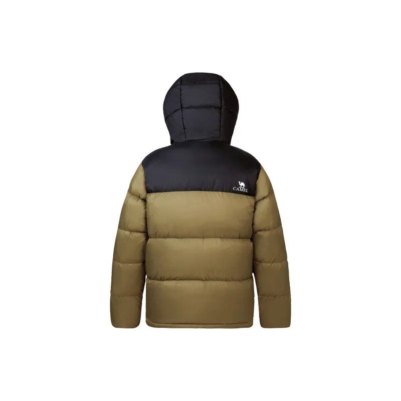 CAMEL Thermal Cold Resistant Color Block Hooded Puffy Down Jacket Unisex-1