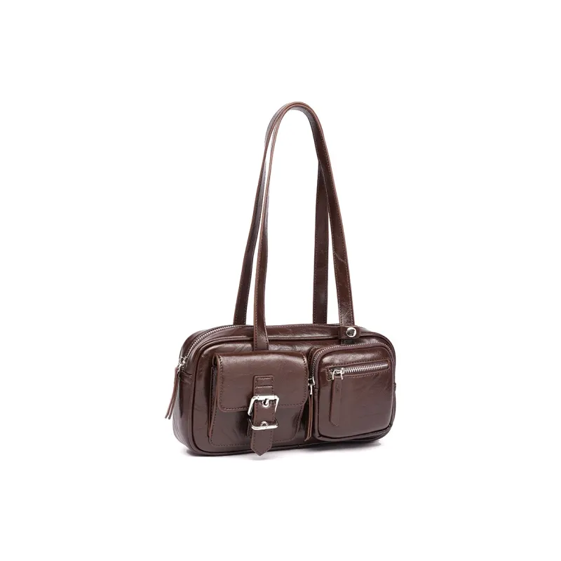 GELANDAI Cow Leather Shoulder Bag Women's Black/Brown-8