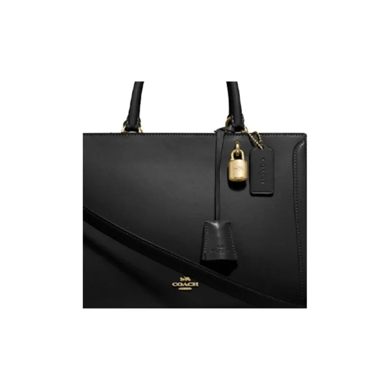 COACH Zoe Leather Handbag, Shoulder Bag, Crossbody Bag Medium Size Women's Black-3
