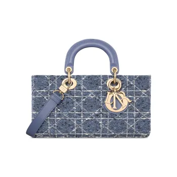 DIOR Lady D JOY Woolen Lady Dior Bag, Shoulder Bag, Crossbody Bag, Handbag Medium Size Women's Blue