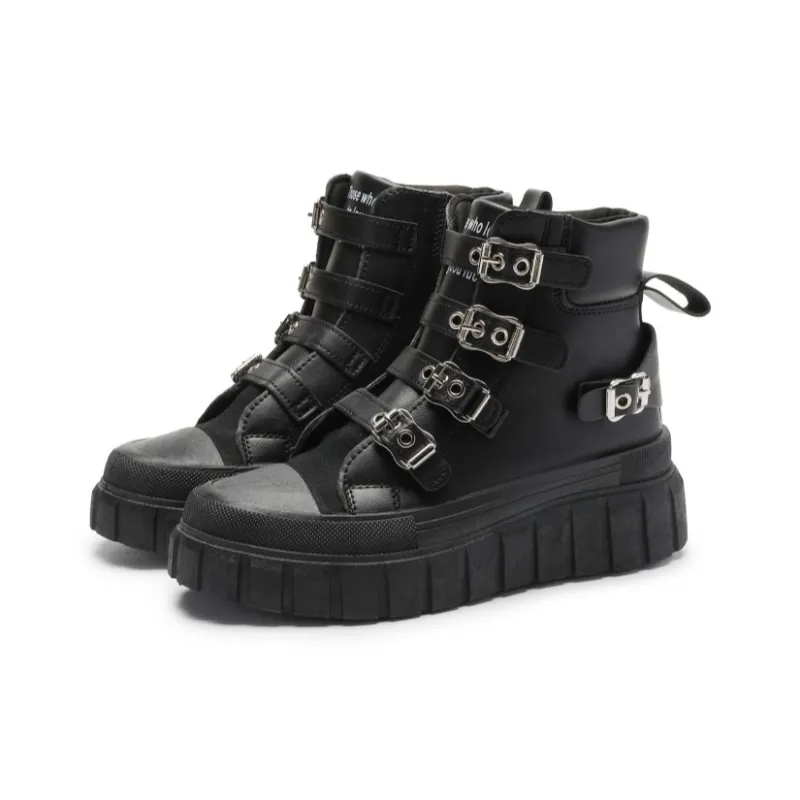 SLNU 3 Coverage Anti Slip And Wear Resistant High Top Skateboard Shoes Women's Black-1