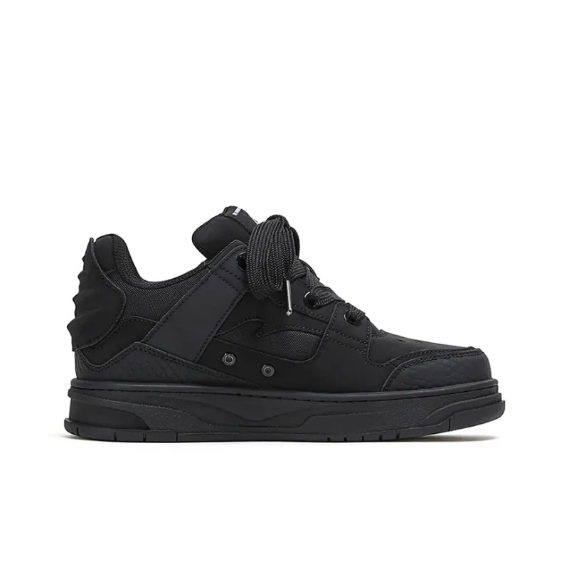 YJ Anti Slip And Wear Resistant Height Increasing Low Top Skateboard Shoes Unisex Black-3