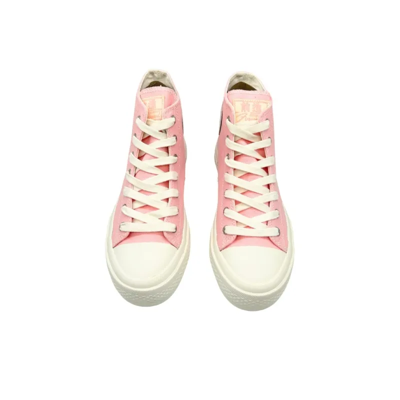 QIANJIN Slip Resistant Lightweight Height Increasing High Top Canvas Shoes Women's Light Pink-3