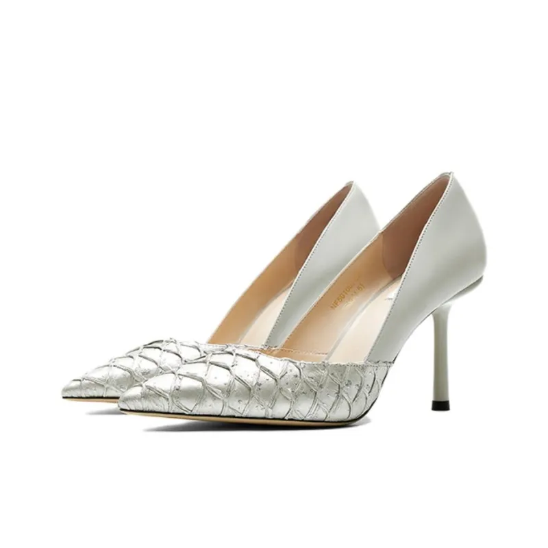 NINE WEST Slim Heel High Heels 9cm Women's Digital Gray/Silver-2