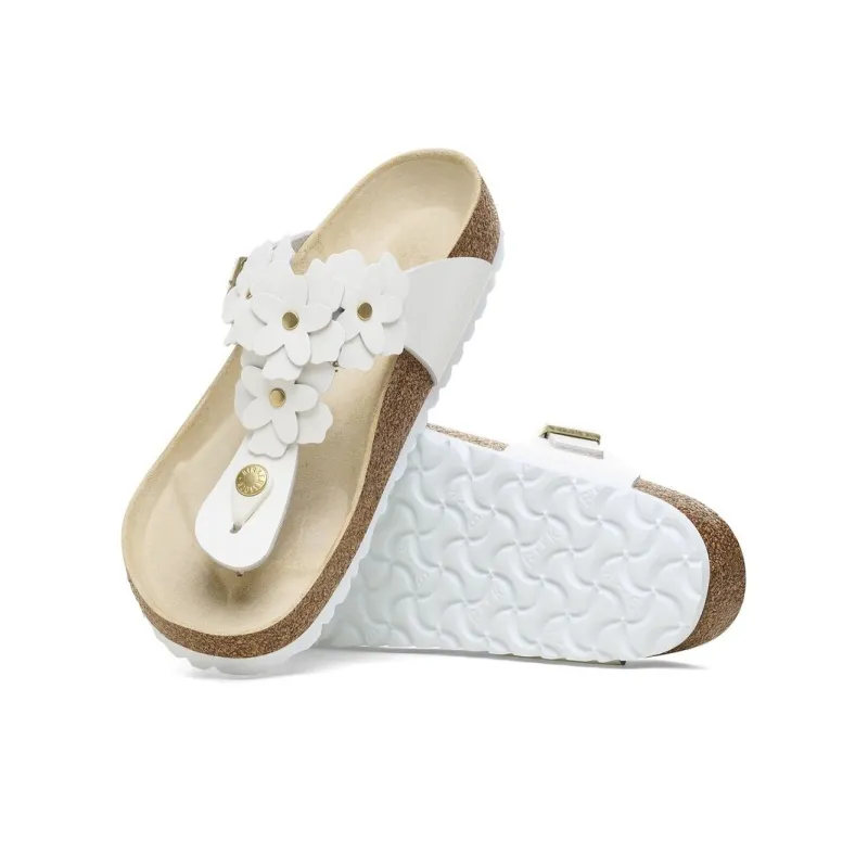 Birkenstock Gizeh Flower EVA Abrasion-Resistant Flip Flops Women's White Narrow Fit-4