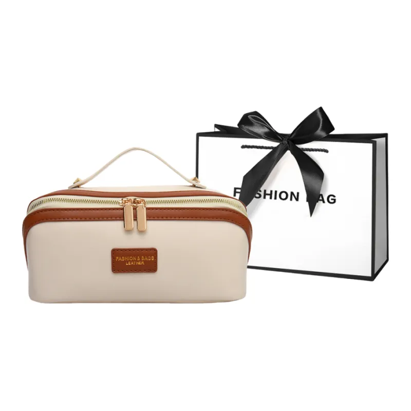 LETOO PU Makeup Bag Regular Women's Brown/Black/White-6