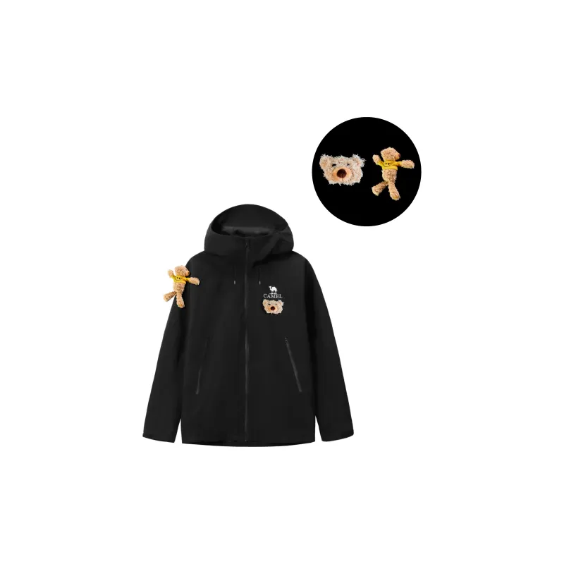 CAMEL All weather Water Resistant Windproof Warm Cold Resistant Windbreaker Jacket Unisex Black-2