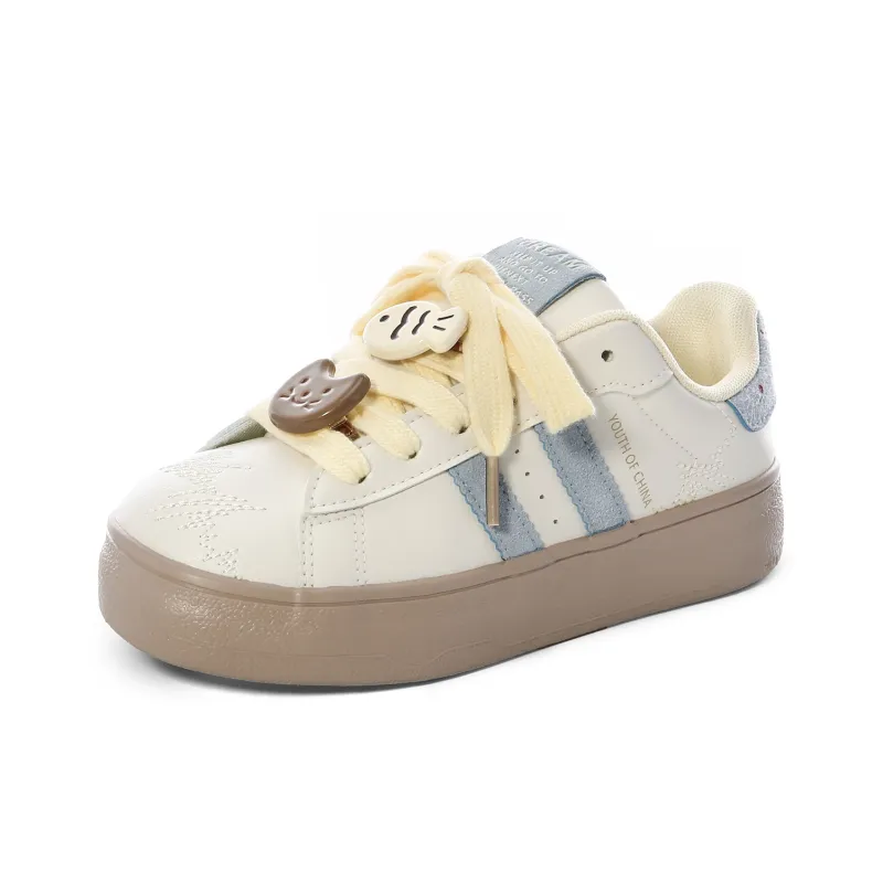 Lovely You Wear resistant And Lightweight Low Top Skateboard Shoes Women's Yellow Blue Cheeses-8