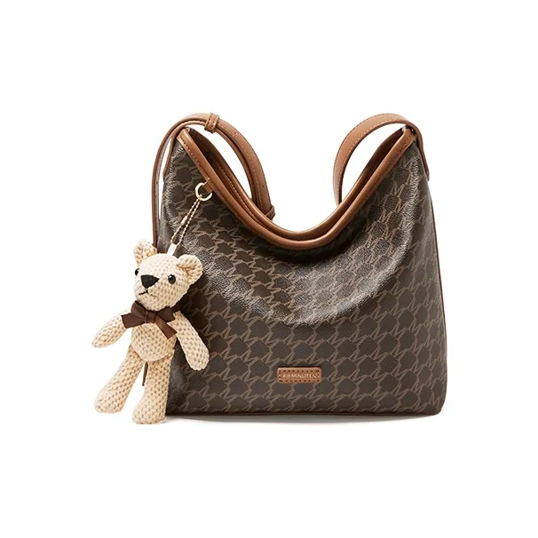 15 MINS PVC Shoulder Bag Crossbody Bag Large Size Women's Coffee-4