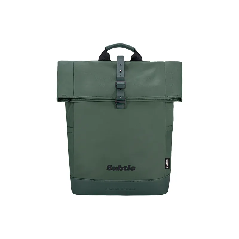 Subtle PU Backpack Large Size Unisex Rock Black, Pale Green, Sand Brown-1