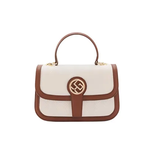 HONGU Cow Leather Small Square Bag Portable Crossbody Bag Shoulder Bag Regular Women's White/Beige White/Black