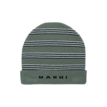 MARNI Kids Knit Wool Mix Striped Beanie