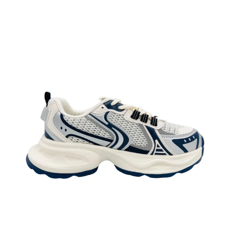 QIANJIN Breathable Mid Top Chunky Sneakers Women's Light Blue-1