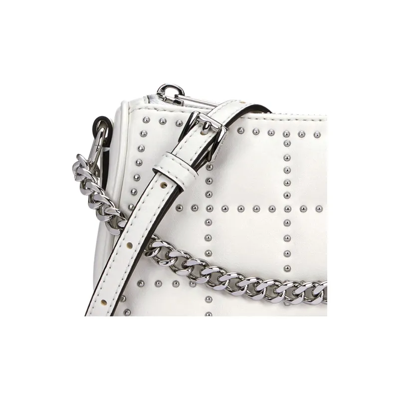 MICHAEL KORS Carmela Artificial Leather Shoulder Bag, Saddle Bag, Crossbody Handbag Trumpets Women's White-1