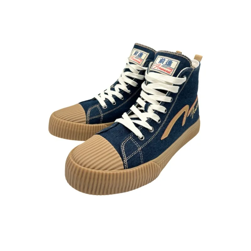 QIANJIN High Top Canvas Shoes Men's Navy Blue-2