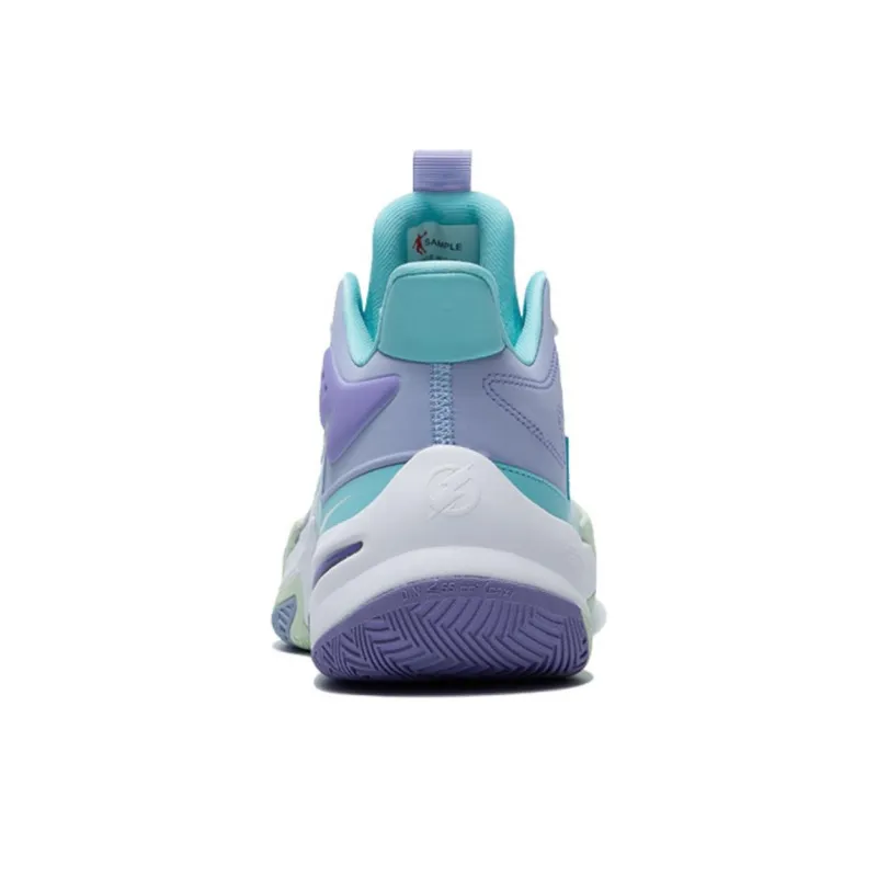 QIAODAN Comfortable Cushioning, Wear Resistant Low Top Basketball Shoes Men's Blue Purple-3
