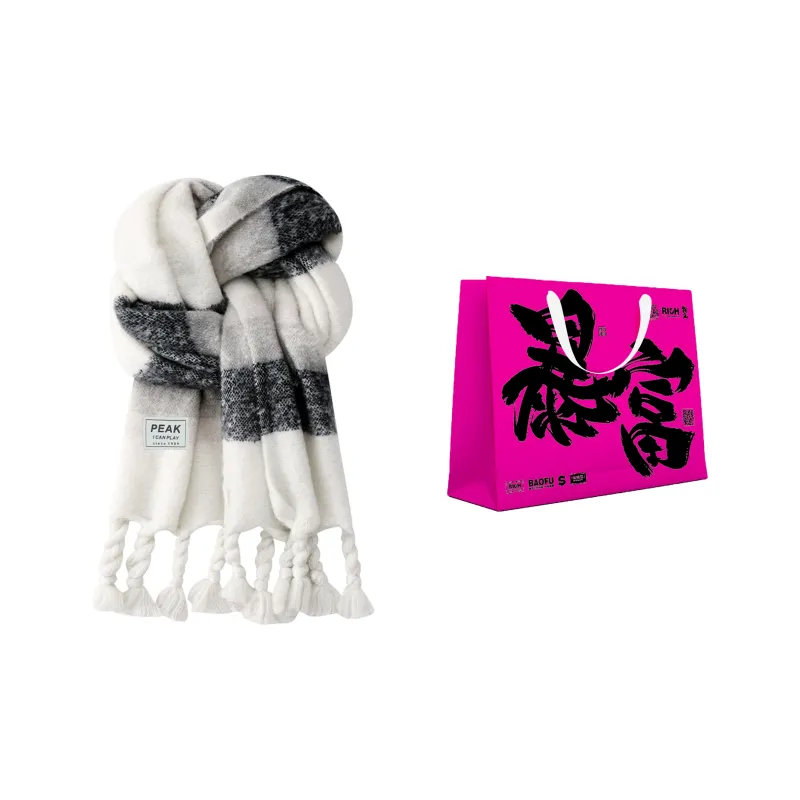 PEAK RIGHT Series Knit Scarves Unisex Black White-7