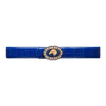 STEFANO RICCI Crocodile Leather Leather Belts Unisex Blue Width: 3.8CM