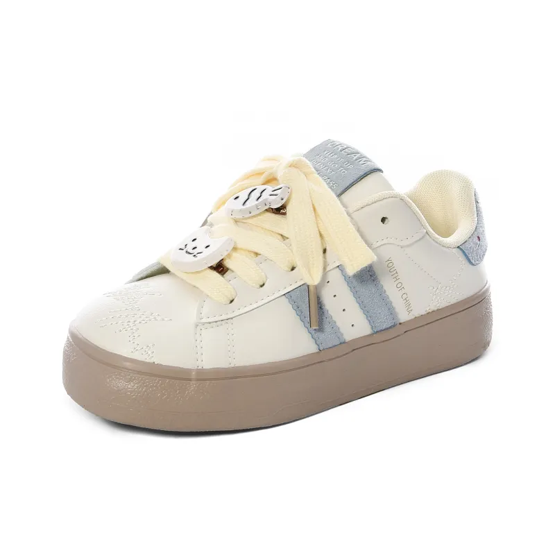 Lovely You Wear resistant And Lightweight Low Top Skateboard Shoes Women's Yellow Blue Cheeses-14