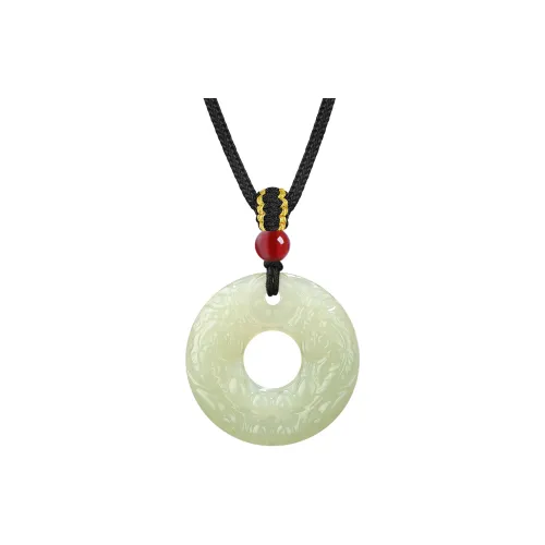 D.Get Hetian Jade Necklaces White Jade/Pale Greenish White Jade Unisex