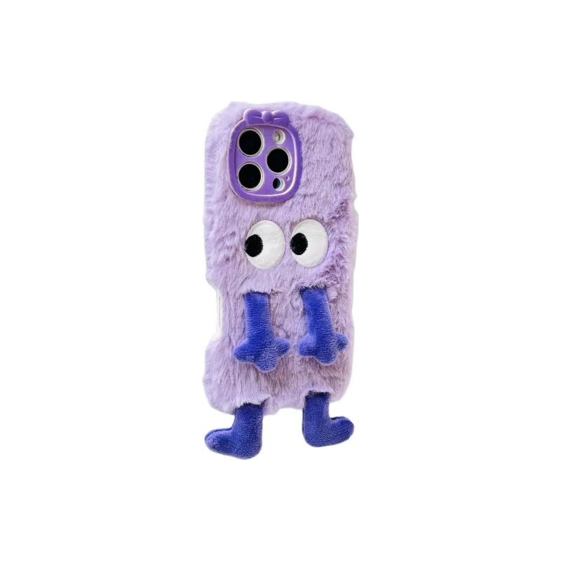 Wei Xin Plush Material Purple Fleece Monster Phone Cases Compatible With IPhone 16/15 Pro Max/Apple 13/14 Pro/Max-1