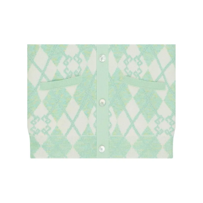 Givenchy Monogram 72 Argyle Knit Cardigan-5