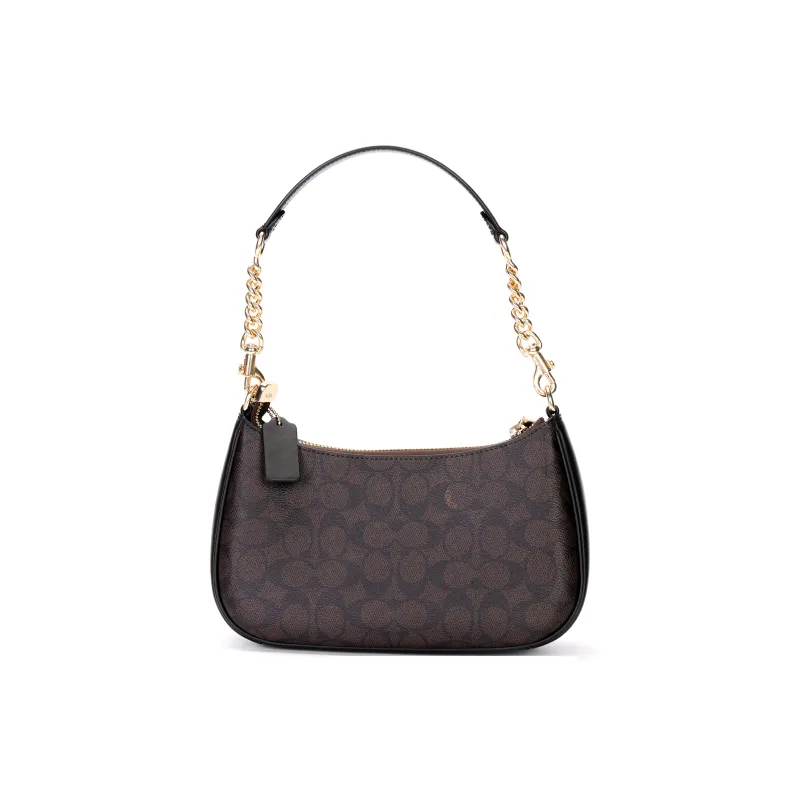 COACH Teri Artificial Leather With Recycled Leather Shoulder Bag Crossbody Bag Handbag Medium Size Women's Dark Brown-3