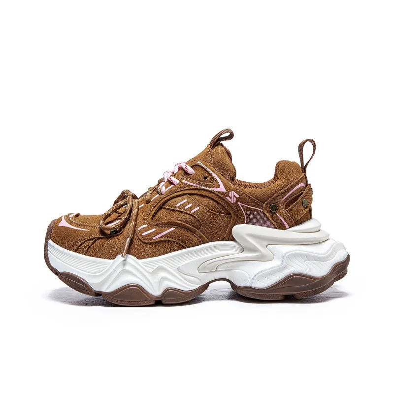 MQ Slip Resistant And Abrasion Resistant Coverage Low Top Chunky Sneakers Women's Vintage Beige-6