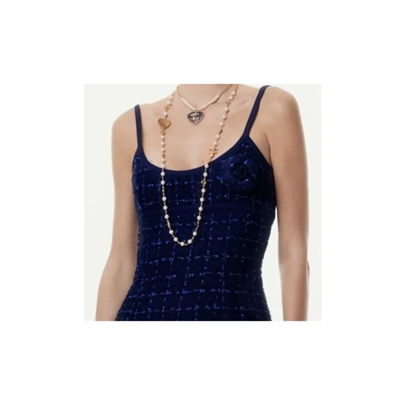 CHANEL Metal Artificial Pearl Necklaces Women's Gold-2