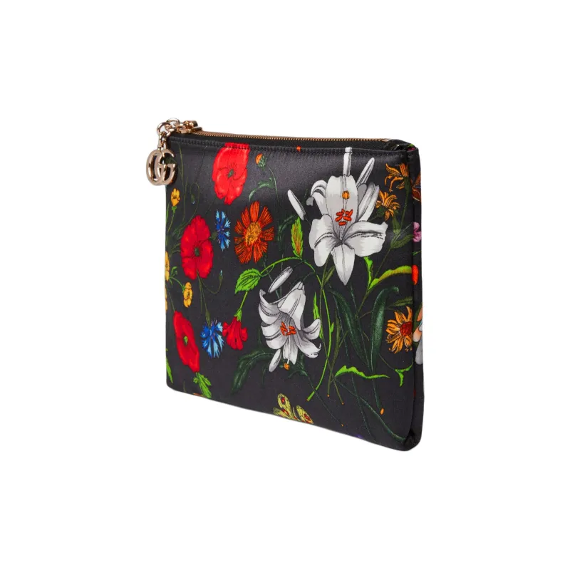 GUCCI GG Marmont Silk Clutch Women's Black Multicolor-1