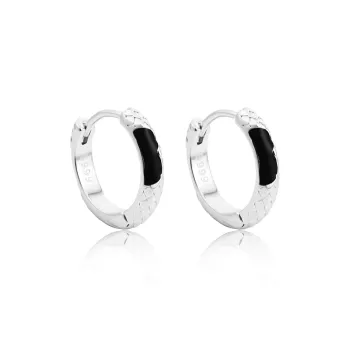 FOREVER MELODY 999 Fine Silver Earrings Men's Silver/Black