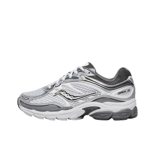 Saucony Pro Grid Omni 9 Anti Slip Wear Resistant Low Top Running Shoes Unisex White Gray
