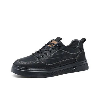 JOSINY Winter Business Trendy Casual Black Shoes Low Top Skateboard Shoes Men's Black