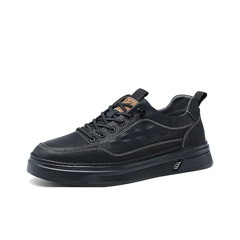 JOSINY Winter Business Trendy Casual Black Shoes Low Top Skateboard Shoes Men's Black-0