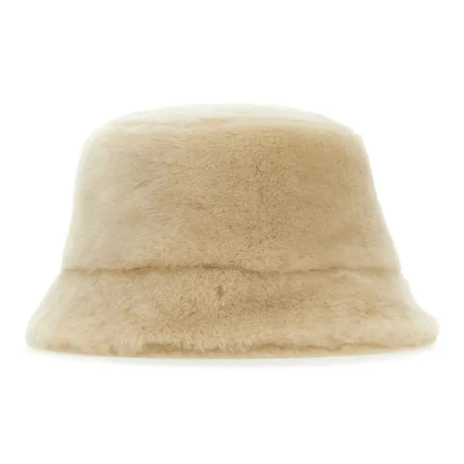 PRADA Shearling Enamel Metal Bucket Hats Women's Light Brown-1