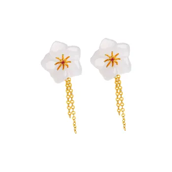 Oriental Jade Hetian Jade Earrings White Jade Women's