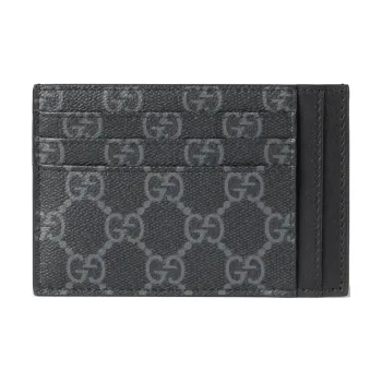 GUCCI GG Emblem Fabric Card Holder Unisex Black