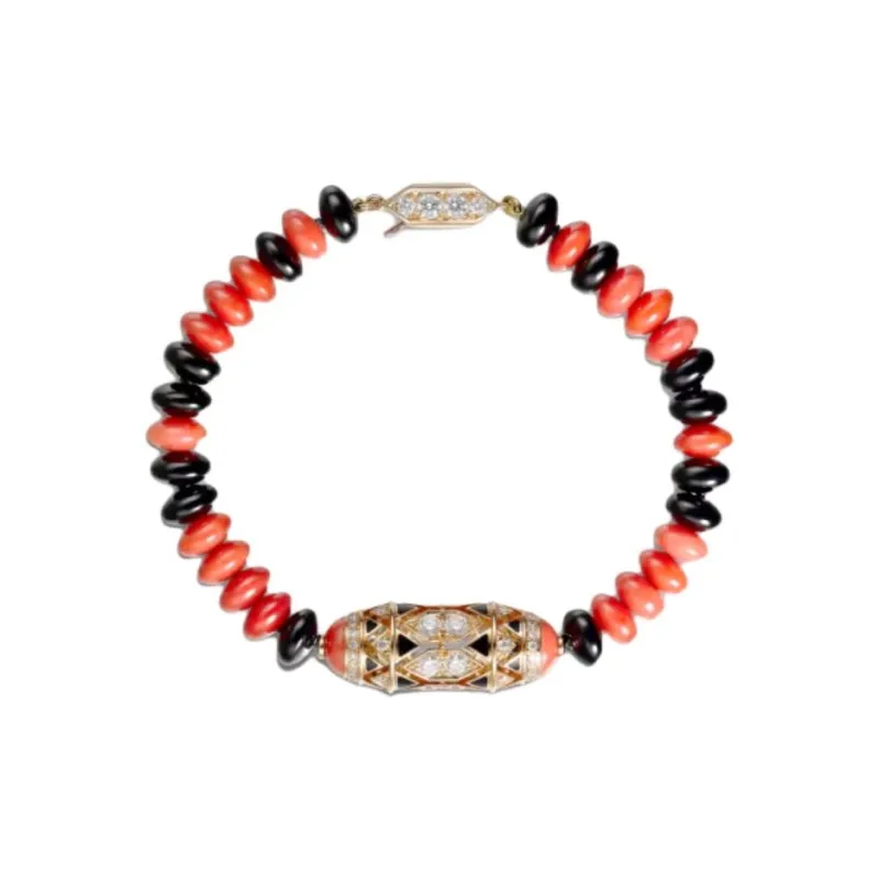 CARTIER 18K Rose Gold Onyx Black Lacquer Diamond Bracelets Unisex Red/Black-0