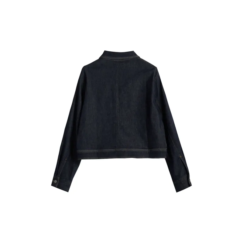 Olrain Cropped Coats Women's Dark Blue-1