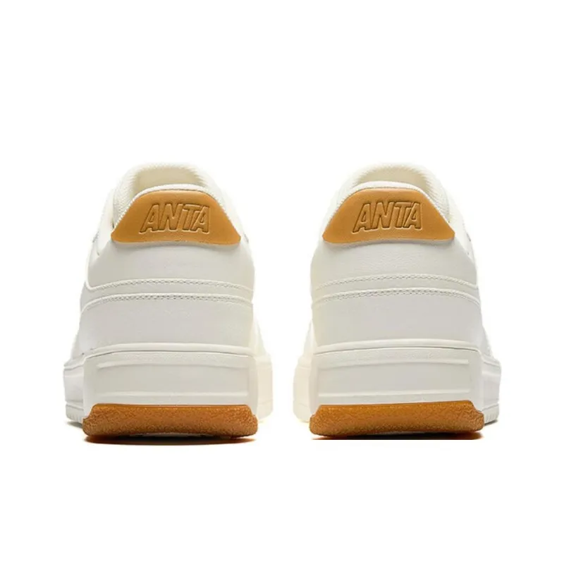 Anta Broken Bamboo Slip Resistant Height Increasing Lightweight Low Top Skateboard Shoes Men's White Yellow-3