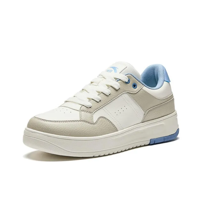 Anta Broken Bamboo Slip Resistant Cushioning Low Top Skateboard Shoes Men's White Brown Blue-1