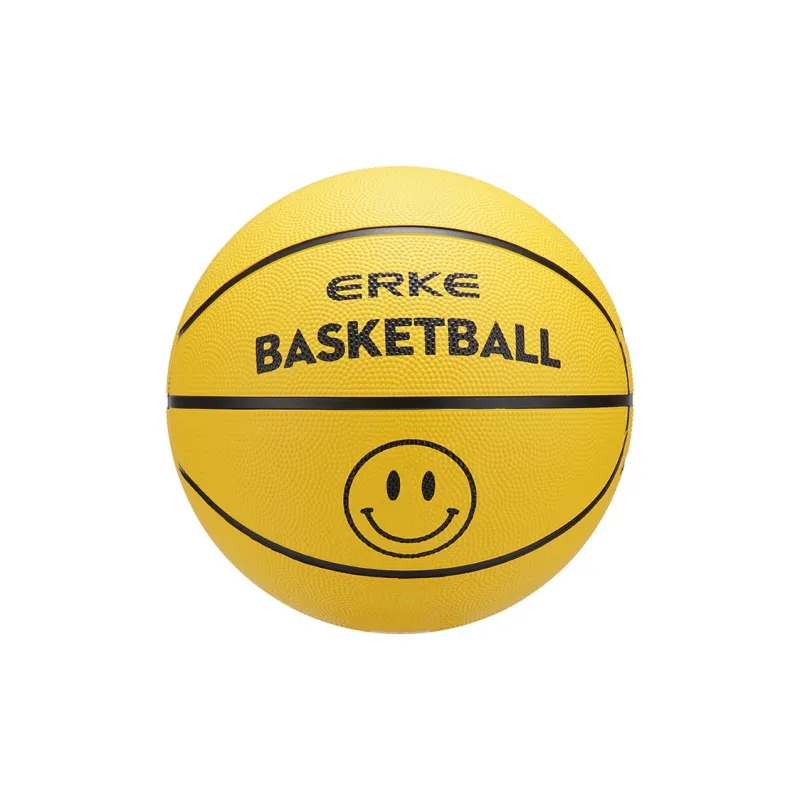 Erke Smiley Face Collection Rubber Basketball Black Yellow Size 7.5 Training Competition Unisex-1