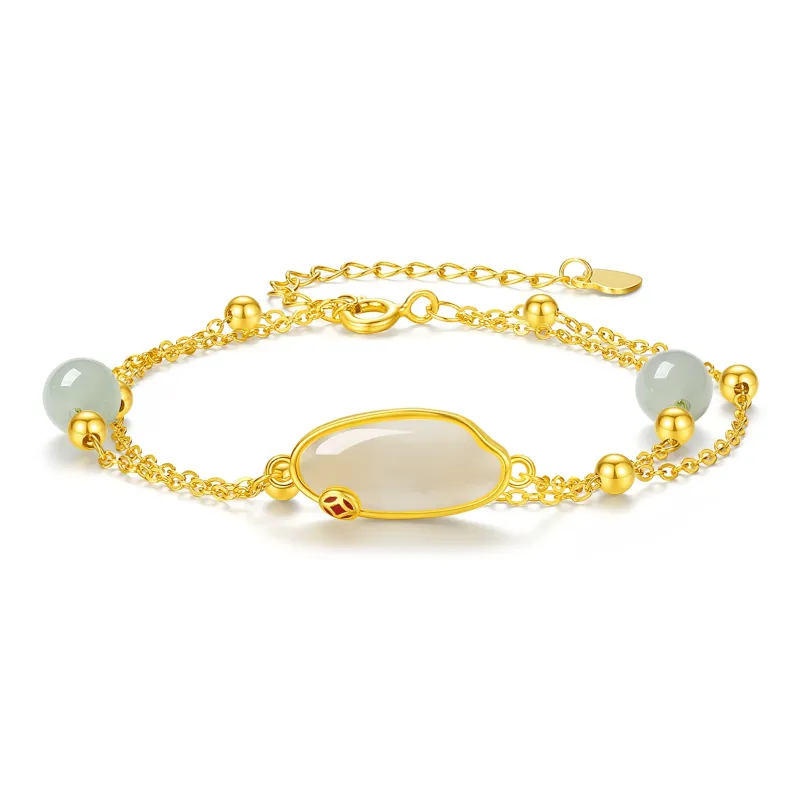 D.Get Hetian Jade Bracelets White Jade/Pale Greenish White Jade Unisex-0