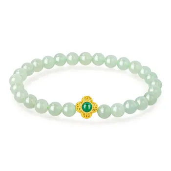 Lao Feng Xiang Hetian Jade Bracelets Green Jade Women's