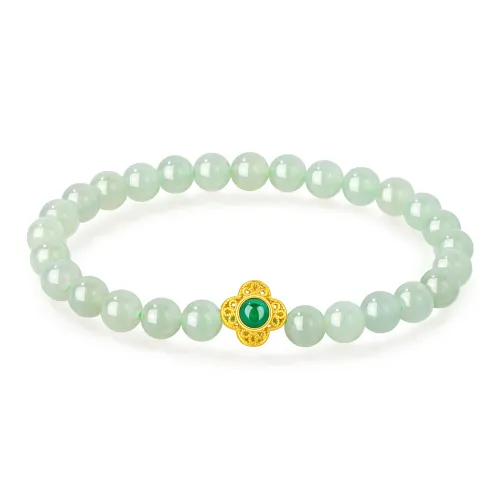 Lao Feng Xiang Hetian Jade Bracelets Green Jade Women's