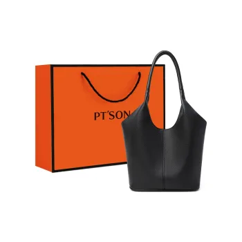 PT'SON Synthetic Leather Shoulder Bag, Bucket Bag, Shoulder Bag Women's Black/Brown