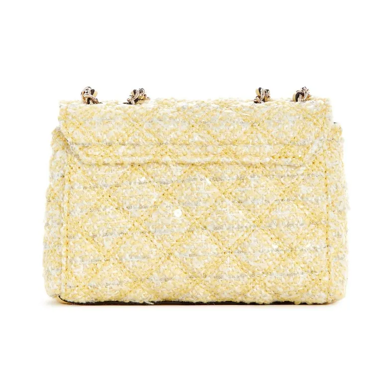 GUESS Fabric+Artificial Leather Envelope Bag, Shoulder Bag Women's Yellow-1