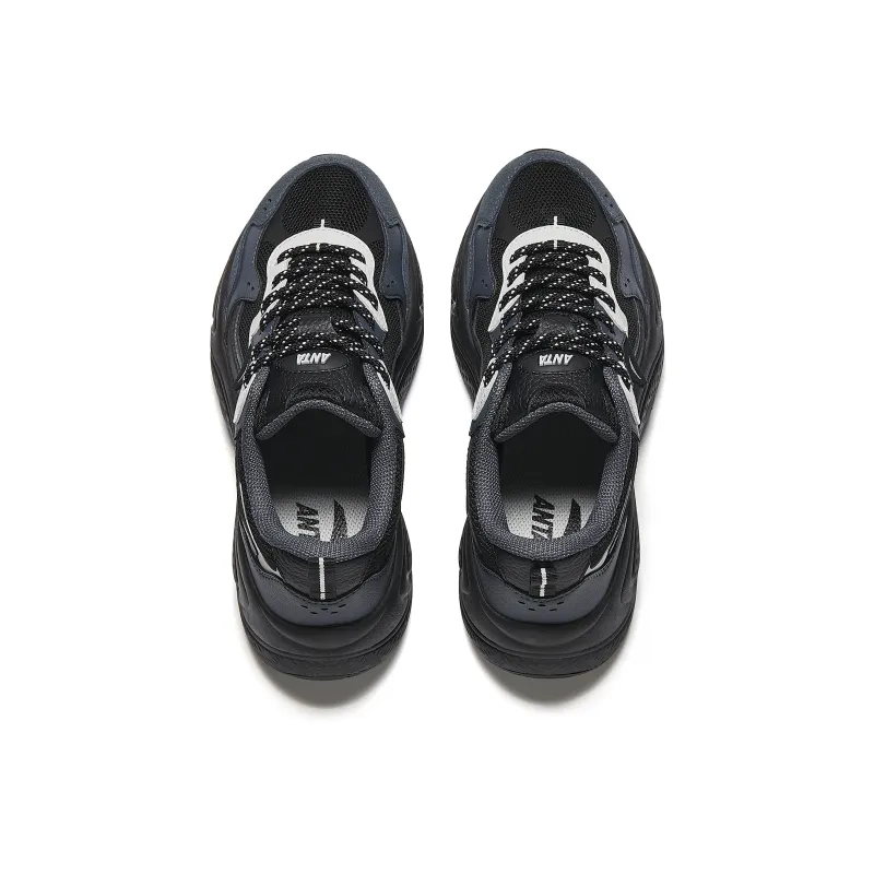 Anta Stars Anti Slip And Wear Resistant Breathable Low Top Chunky Sneakers Women's Black Gray-5