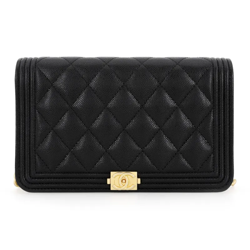 CHANEL Leboy Grain Caviar Cow Leather Pochette, Shoulder Bag, Crossbody Bag Women's Black-0