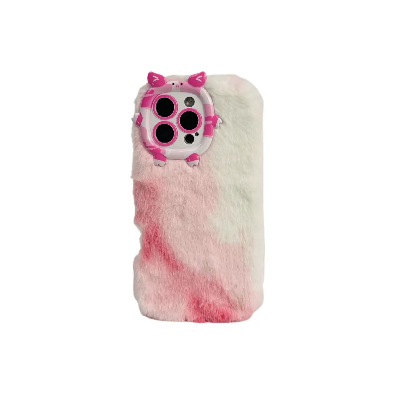 Wei Xin Plush Material Plush Gradient Quad Colors Phone Cases Compatible With IPhone 16/15 Pro Max/Apple 13/14 Pro/Max-3